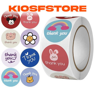 KFS - STIKER SELAMAT MENIKMATI STICKER BULAT ROLL MAKANAN KUE THANKYOU TERIMA KASIH 500 PCS