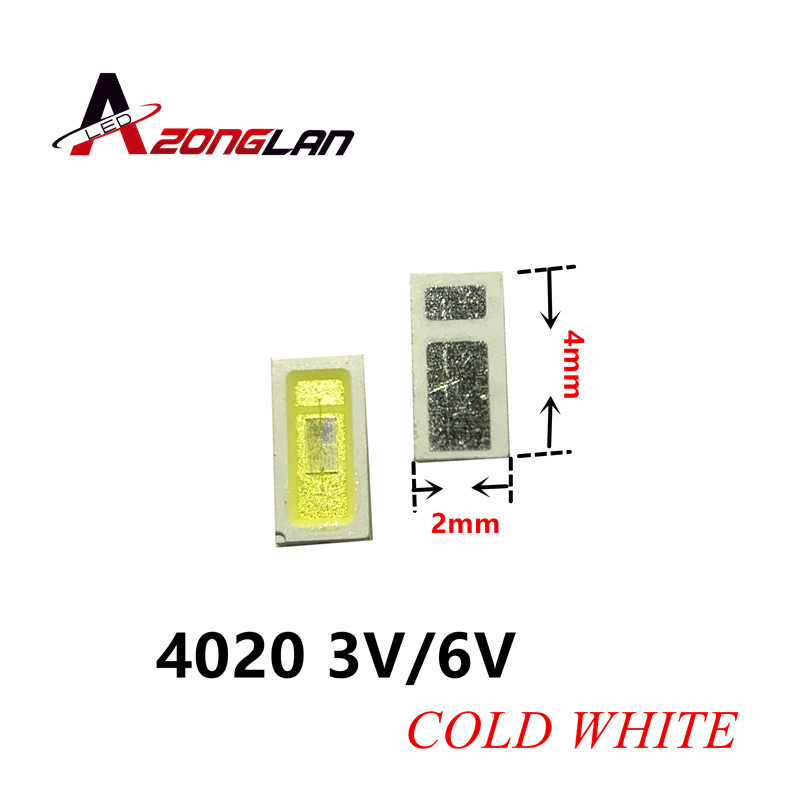 50pcs LED Backlight 0.5W 3V 6V 4020 48LM Cool สีขาว LCD Backlight สําหรับทีวีทีวีแอพพลิเคชั่น 4020C-