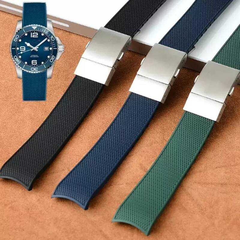 งซิลิโคนสายนาฬิกากันน้ําสําหรับ Longines สําหรับ Conquest Hydroconquest L3.742 782 Series 21 มม.