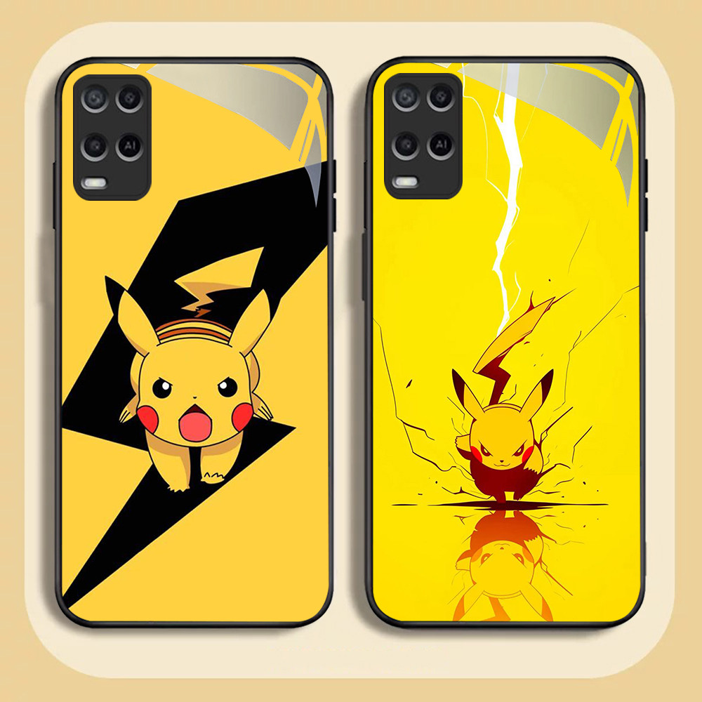 NC-66 Pikachu Glass Case สําหรับ OPPO A54 A55 Reno Narzo 7 8 8i 9 50 Pro