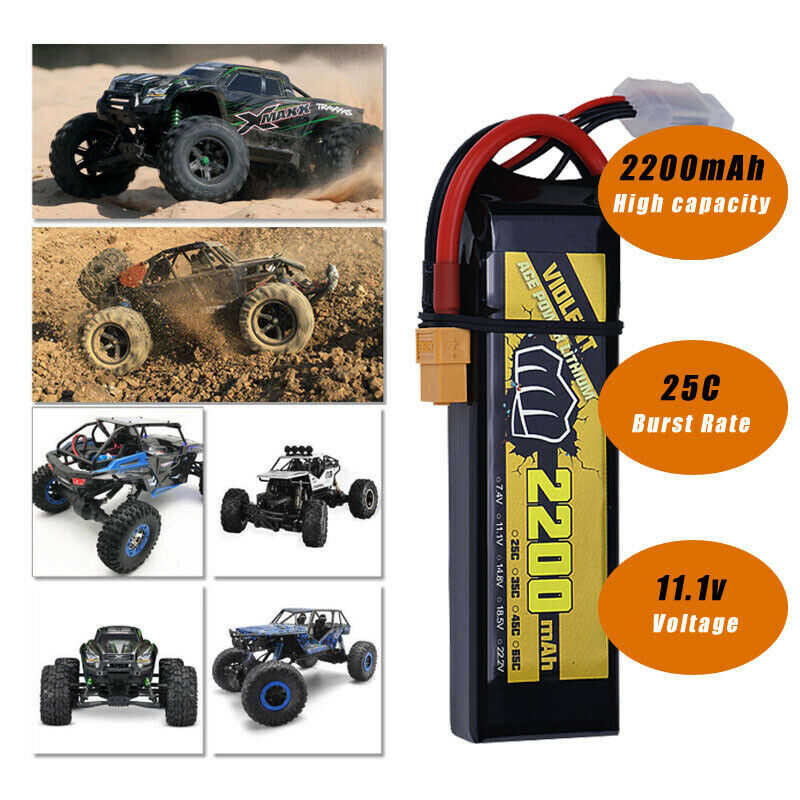 ❤ BEAT ชาร์จใหมได้ 3S 11.1V 2200Mah 25C Lipo Battery Rechargeable Xt60 Plug For RC Car FPV Dron