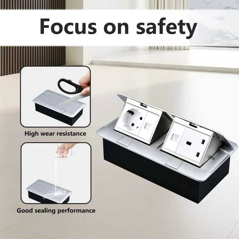 USB ด้วย Pop Up Socket ปลั๊กไฟปลั๊กไฟปลั๊กไฟ HDMI TV Rj45 16A 220V ปลั๊กไฟชั้น EU R