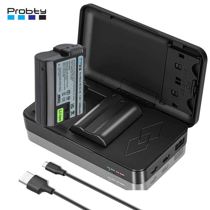 EN-EL15C c EL15C EN EL15 + 2 Slots Charger TF Card Battery Storage Box for Nikon Z8, Z6, Z6 II, Z