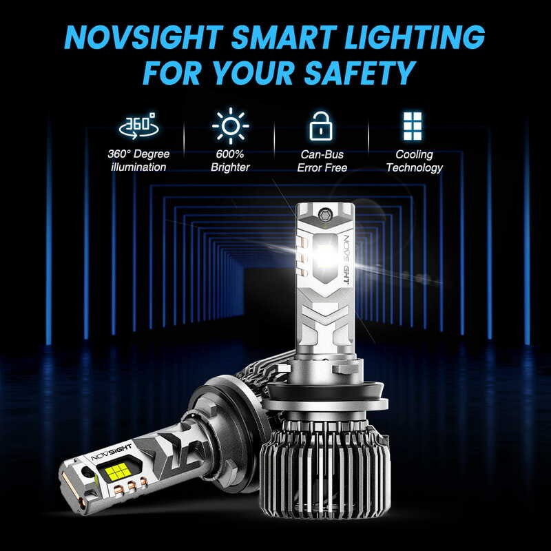 Newest Novsight N75 Headlight Bulb Kit 9005(HB3) 9006(HB4) 9012(HIR2) H4 H7 H11 LED for Car High/Lo