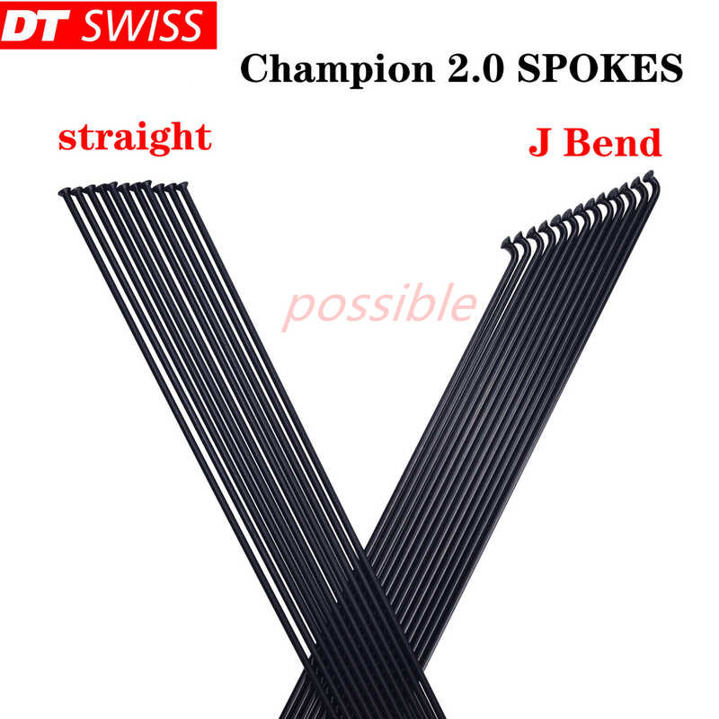 Bike Spoke รุ่น DT Swiss Champion 2.0 Circular Spoke รุ่น J-Bend/Straight Spoke สีดำ พ