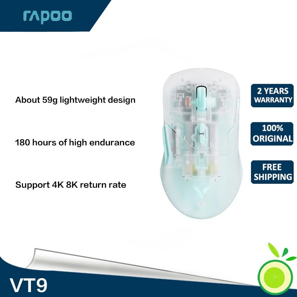 Rapoo VT9 Air 4K เมาส์เกมมิ่งไร้สาย PAW3395 เซนเซอร์สองโหมด RGB FPS น้ําหนักเบา 800mAh