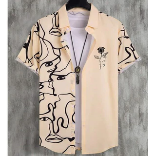 เสื้อเชิ้ตลําลองลายดอกไม้แฟชั่นสไตล์ฮาวายฤดูร้อนเสื้อเชิ้ตพิมพ์ลาย 3 มิติแขนสั้น ไม่จํากัดเพศ เรียบง่ายและอเนกประสงค์ ผ้าใส่สบาย