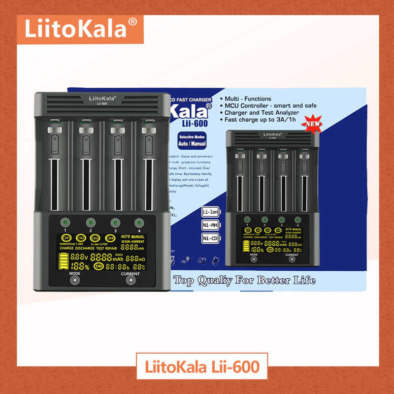 Liitokala 0E6 Lii-600 Lii-500 Lii-500S Lii-M4 Lii-M4s จอแสดงผล LCD 3.7V 1.2V 18650 266