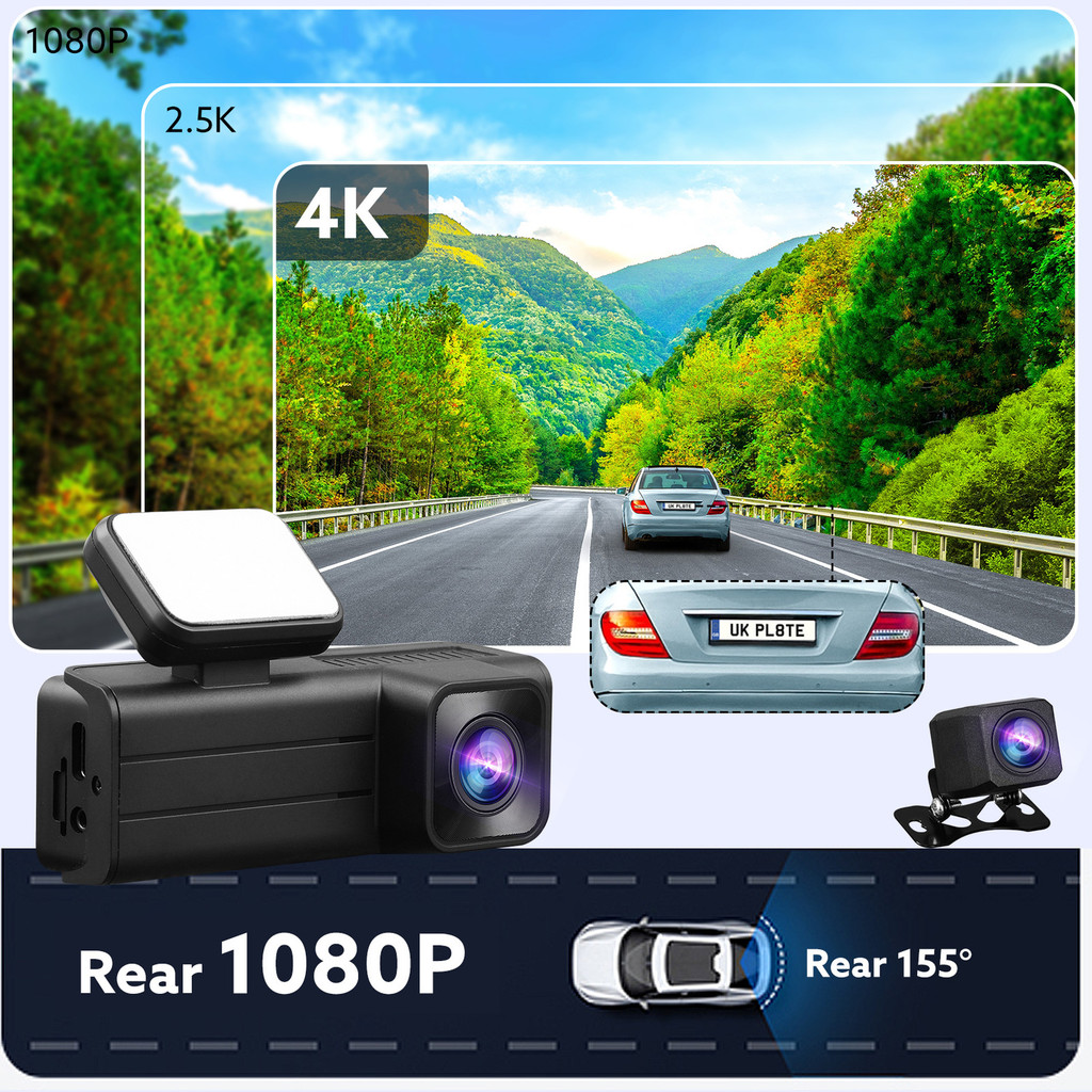 Cam 4K+1080P Dash Front and Rear, Car Dvr with 1.97" IPS Screen,170° Wide Angle,Night Vision, G-Sen