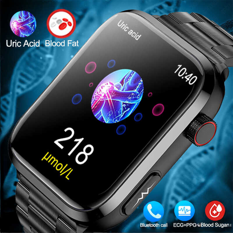 ❤ 2023 New Medical Grade Smart Watch Sugar Blood Lipid Uric Acid Ecg+Ppg Body Temperature Bluet