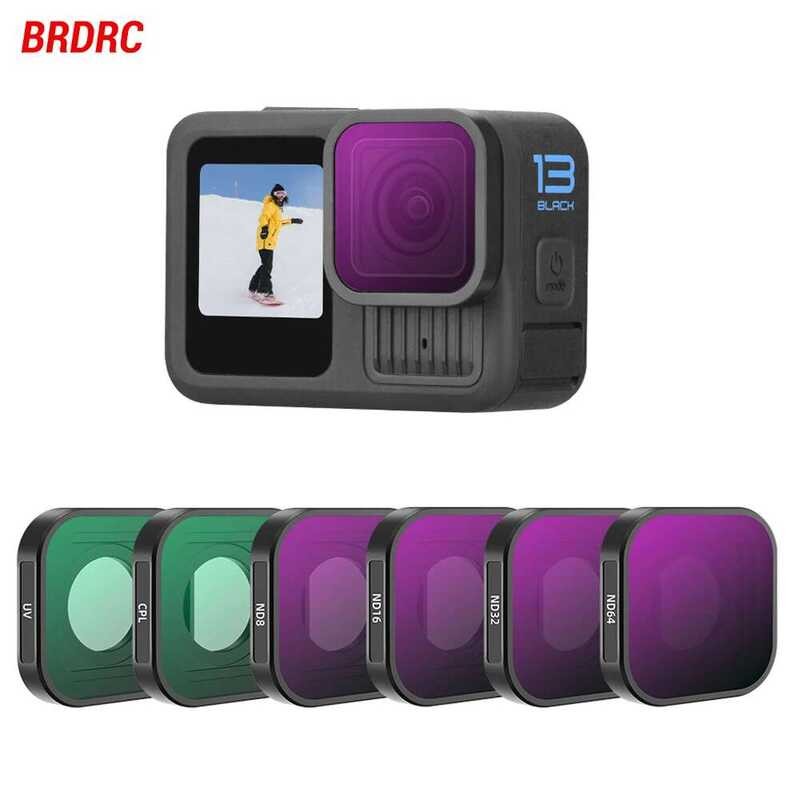 BRDRC ชุดฟิลเตอร์เลนส์ สำหรับกล้อง Gopro 12/9/10/11 แอคชั่น UV/CPL/ND8/16/32 ชุดกระจกออปติคอลโพลาไรซ