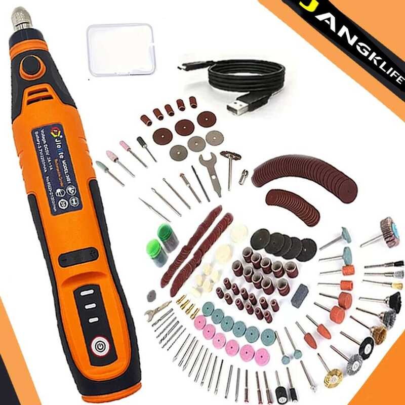 เครื่องมือโรตารี่ไร้สาย 21000rpm ปากกาแกะสลัก Dremel สว่านไฟฟ้า USB ขนาดเล็กไร้สาย พร้อมอุปกรณ์เสริม