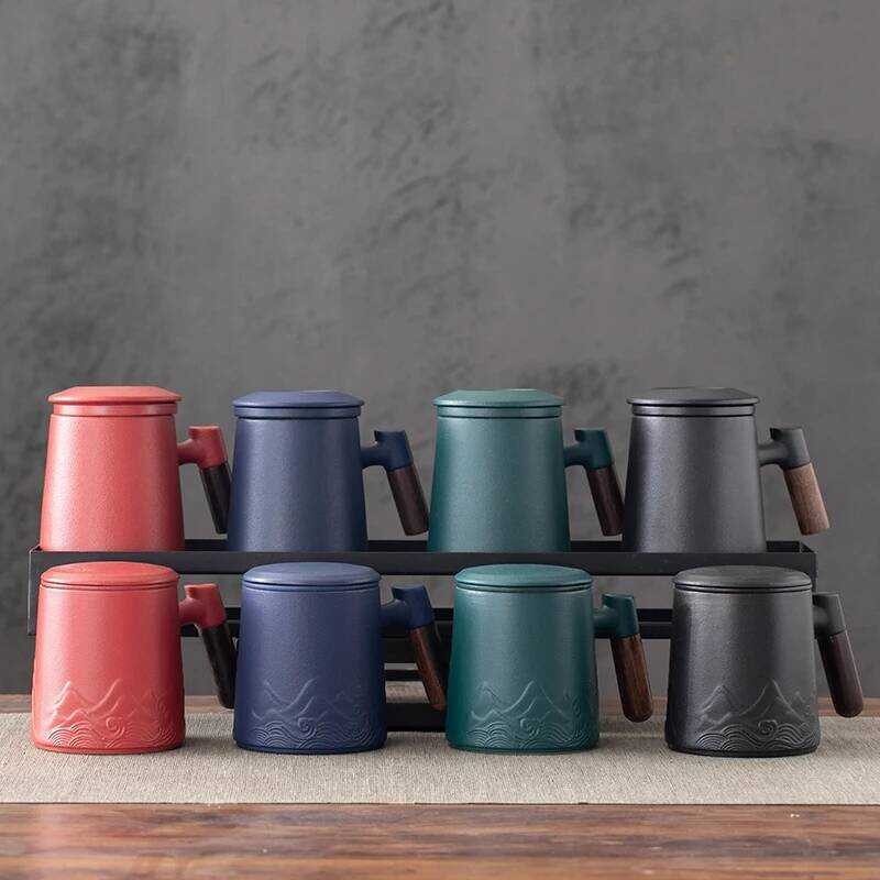 3-Piece Set Of Ceramic Tea Cups, Mugs With Lids, Filtered Tea Water Separation Coffee Cups, Beverag