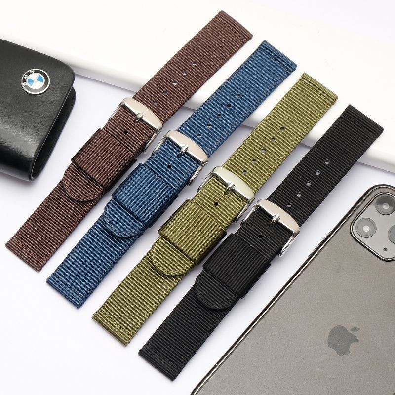 ทดแทน dw/Seiko/นกนางนวล สายนาฬิกาผู้ชายผู้หญิงสีดําสีฟ้าสายรัดผ้าใบไนลอน 18 20 22 24 มม.