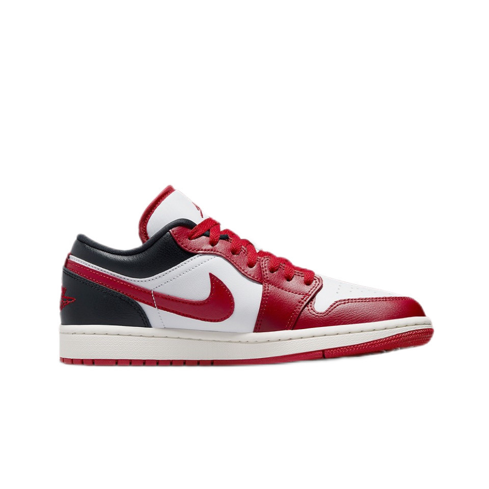 ♞,♘Nike Air Jordan 1 Low Wearable Low Top Retro รองเท้าผ้าใบสีขาวสีแดงสีดำ