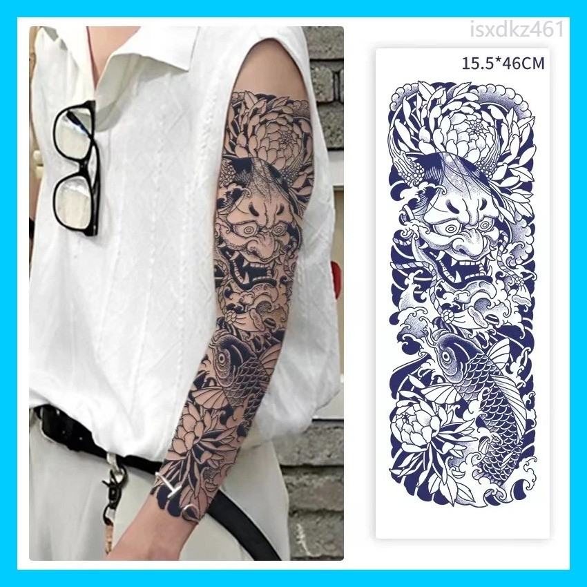 กึ่งถาวรน้ำสมุนไพร Tattoo สติกเกอร์ Dark Snake Gear แขน Death ดอกไม้ขากันน้ำปลอม Tattoo Lasting Art