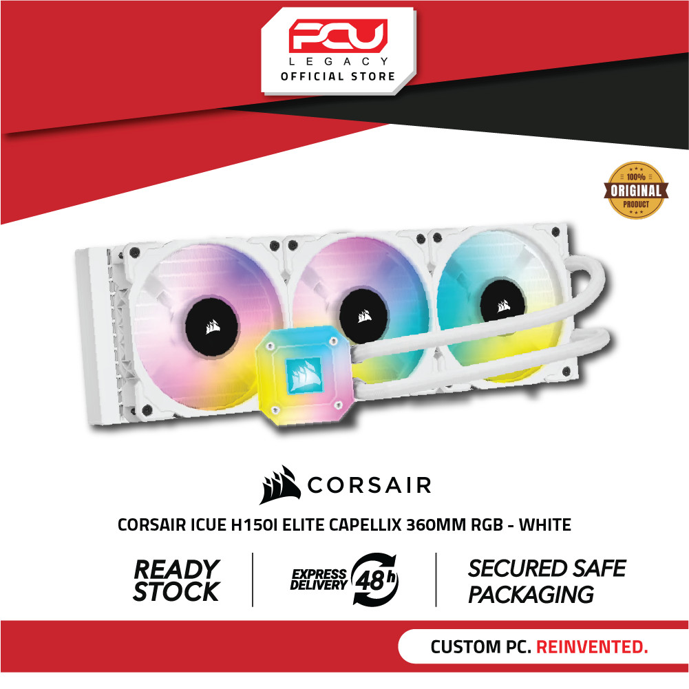 CORSAIR ICUE H150I ELITE CAPELLIX 360MM RGB LIQUID CPU COOLER - สีขาว