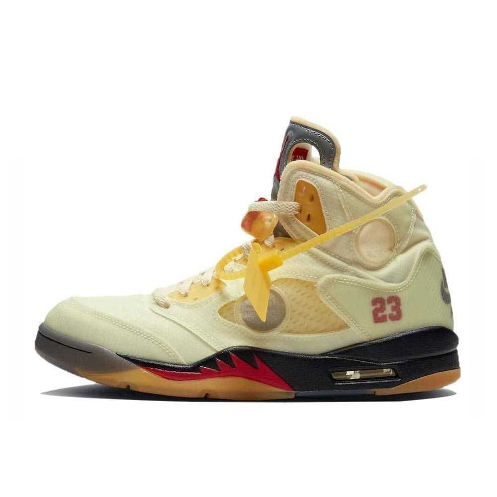 ฟิกเกอร์ Off-White × Nike Air Jordan 5 "Sail" Sneakers DH8565-100 Like New