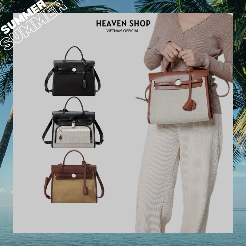 Hm Leather Women Handbag Size 25 & 31 Canvas C3163- HEAVEN SHOP