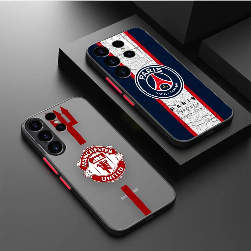 เคสโทรศัพท์สีดําฟุตบอล Club Paris Manchester สําหรับ Samsung A30 A31 A32 A11 A12 A13 A14 A33 A42 A50 A51 A52 A53 A70 A71 A72 A73 A10 A10S A20S A23 A21 A09 5G 09