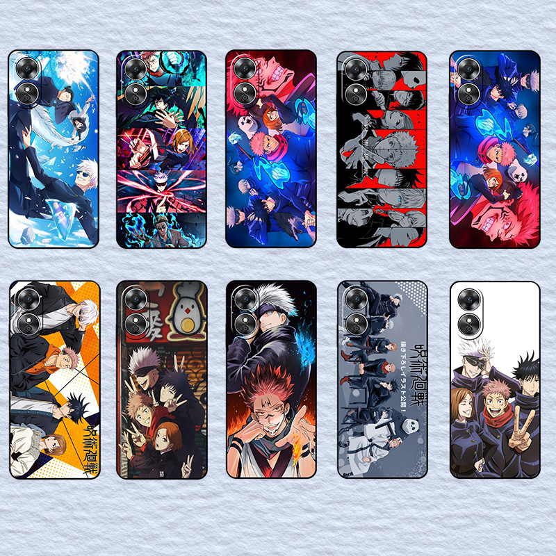 แฟชั่นสําหรับ OPPO A96 A98 R9 R9S Reno 8Z 8T 7 8 lite Jujutsu Kaisen นุ่มสีดํา TPU เคสโทรศัพท์