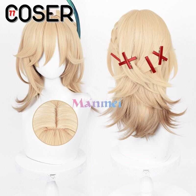 【Coser 77】Genshin Impact Kaveh Cosplay Wig Braided En Gold Hair Anime Heat Resistant Synthetic Wigs