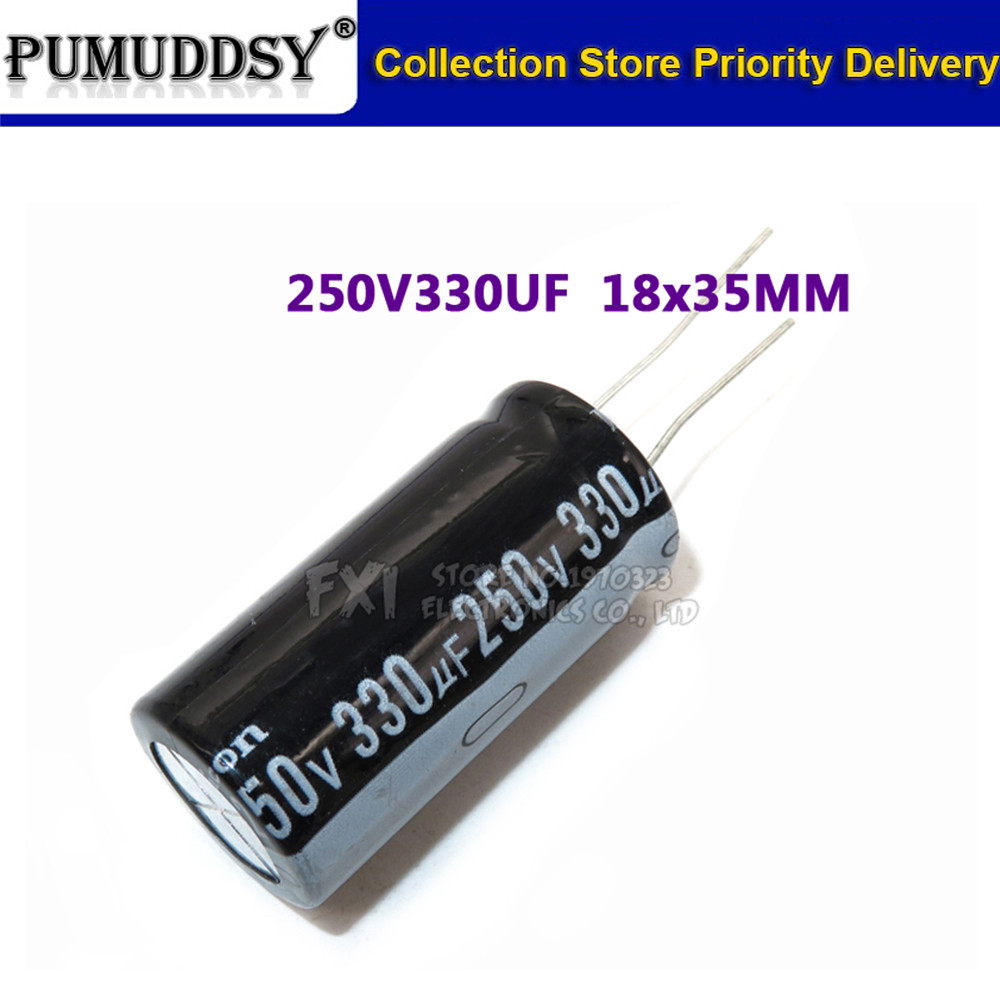 5PCS 250V330UF 18x35 250v 330uf 18*35 ตัวเก็บประจุไฟฟ้า capa Electrolytic