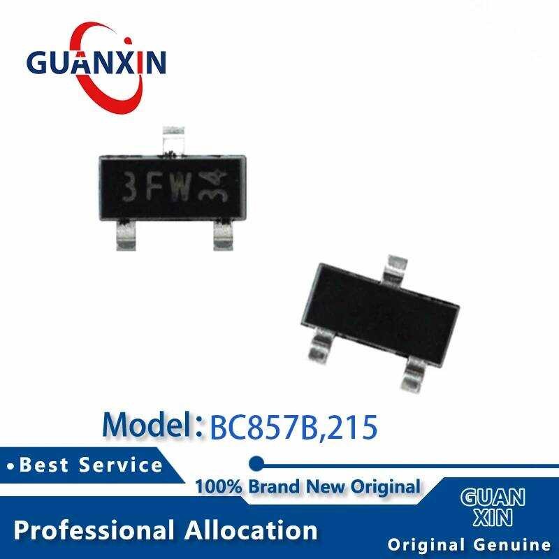 ใหม่ 100% BC857B,215 BC857B SOT-23 ทำเครื่องหมาย 3FW BC857 100%