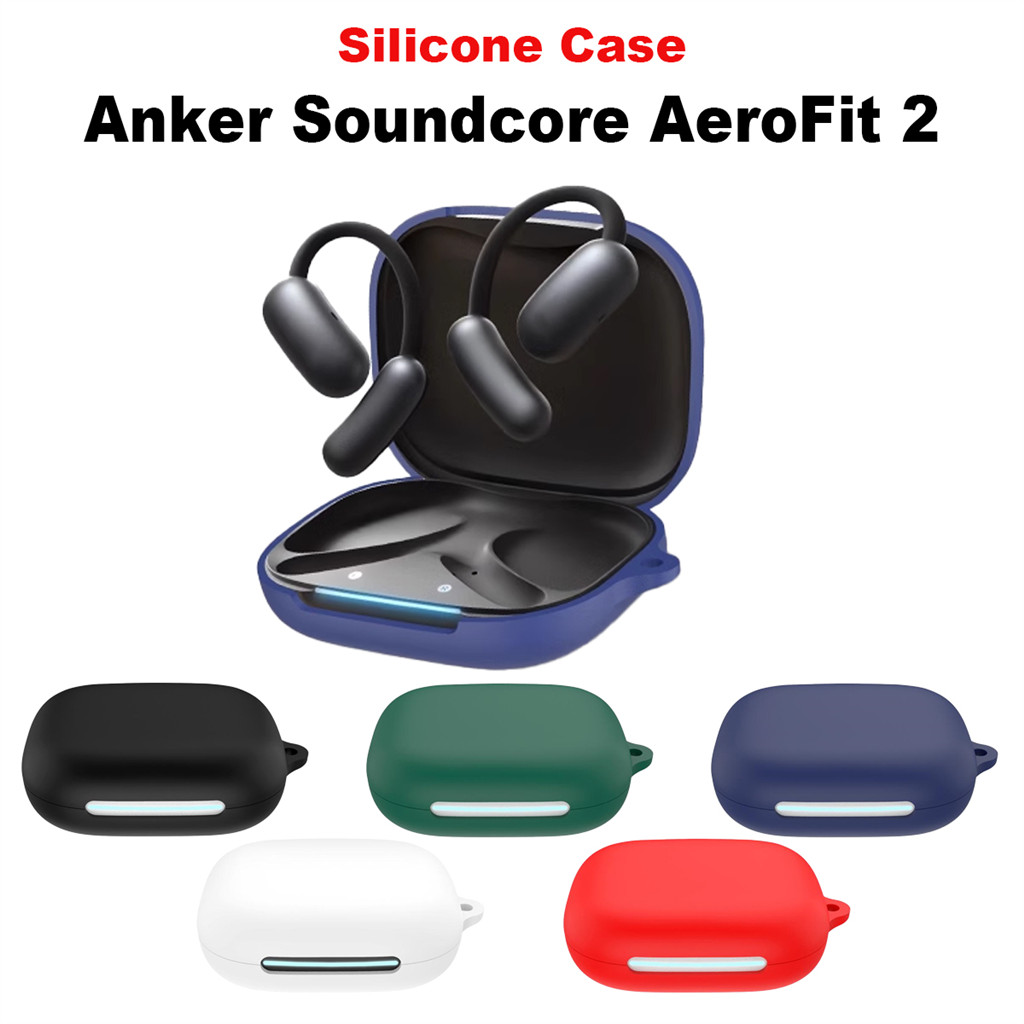 เคสซิลิโคนสําหรับ Anker Soundcore AeroFit 2 หูฟังไร้สายฝาครอบป้องกัน Anti-drop พร้อม Hook อุปกรณ์เสร