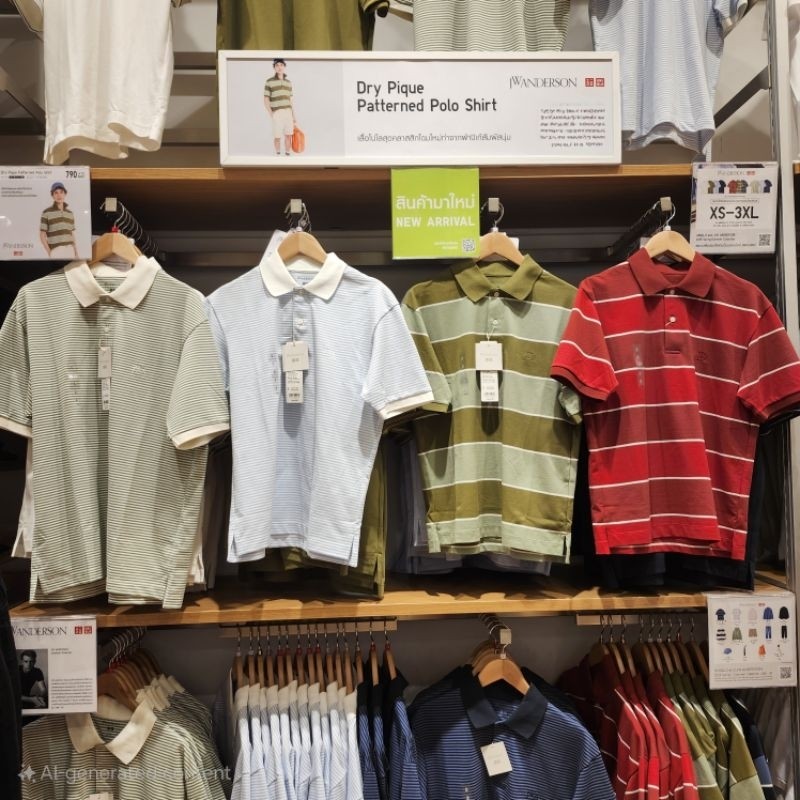 ♞,♘รับหิ้วของแท้ Uniqlo เสื้อโปโล JW ANDERSON Dry ผ้าปิเก้ แบบลายทาง และไม่มีลาย DA