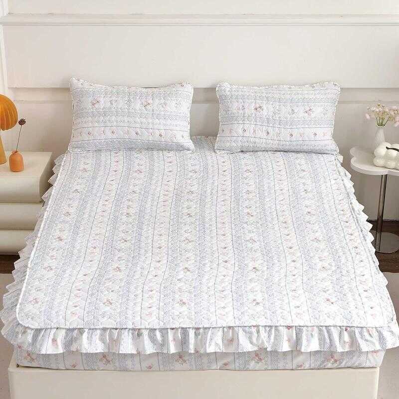 Hi-me > RB-12 ผ้าปูที่นอนเสริมใย นอนสบายผ้าคอตตอน รุ่นระบาย สามารถใช้ได้กับที่นอนสูงสุด12นิ้ว แถมฟรี