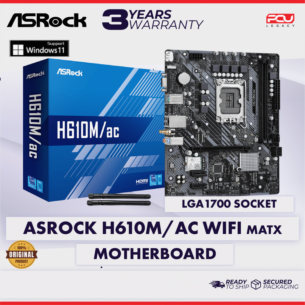 ASROCK H610M/AC WIFI MATX LGA1700 DDR4 MOTHERBOARD