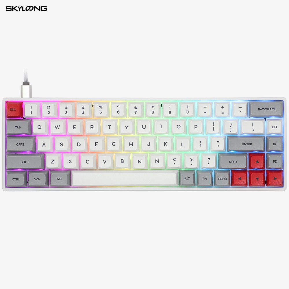 Epomaker SK68S Skyloong คีย์บอร์ด gaming mechanical keyboard RGB Bluetooth 2 โหมด 68 Keys Gateron O