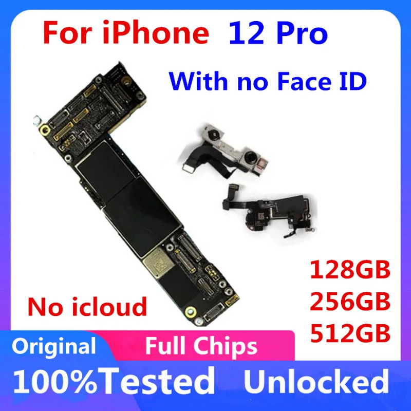 ในสต็อกทดสอบเมนบอร์ดของแท้สําหรับ iPhone 12 Pro พร้อม Face ID Full Wroking ปลดล็อคเมนบอร์ดต้นฉบับ Cl