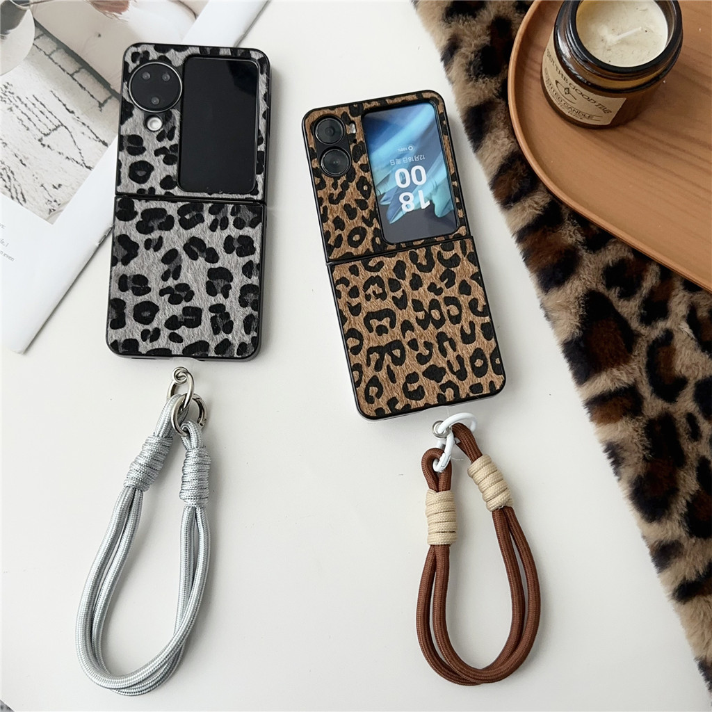 หรูหราแฟชั่นเกาหลีลายเสือดาวเคสโทรศัพท์พร้อมเชือกแบบพกพาสําหรับ ต่อต้าน ค้นหา N2 ฟลิพี ค้นหา N3 พลิกกันกระแทกฝาหลัง