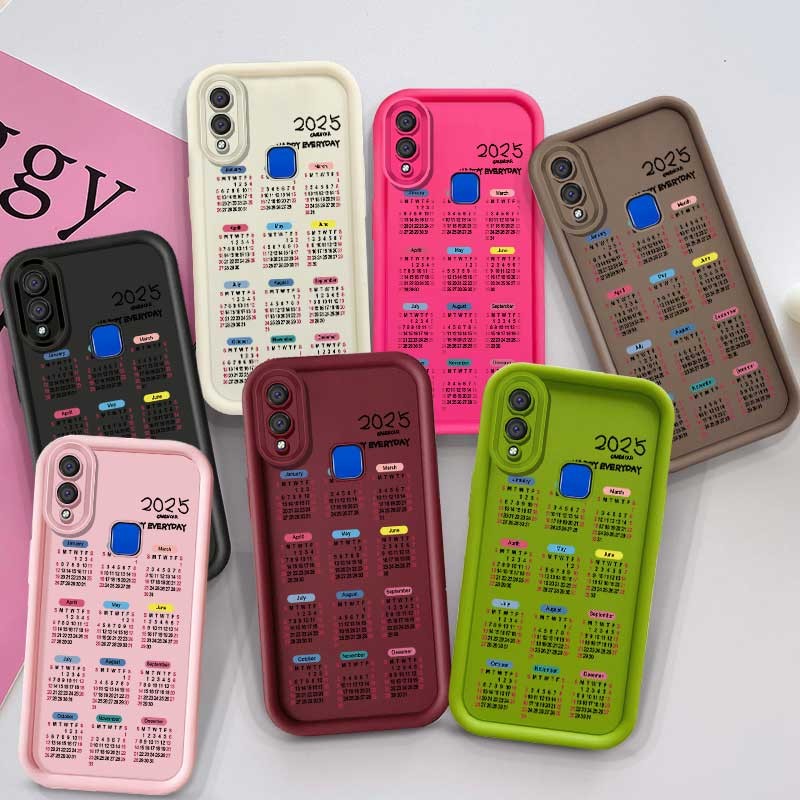 แฟชั่น 2025 การออกแบบปฏิทินเคสโทรศัพท์สําหรับ VIVO Y50 Y30 Y30i Y55 Y75 Y77 Y91 Y95 Y91C Y91i Y93 / VIVO S1 Pro V23E V30 V30 V30E คุณภาพสูงซิลิโคนกันกระแทก Shell