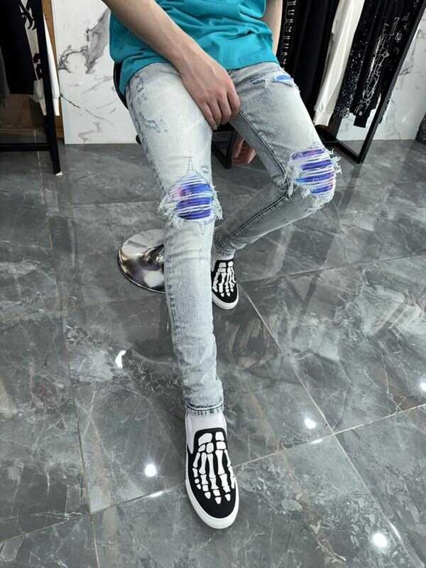 กางเกงยีนส์ขายาว Amiri เข่ารุ้ง - AM7015 ร้านโอม