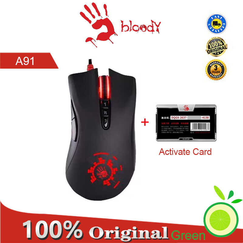 Bloody e A4Tech A91 เมาส์สวิตช์ไมโครสวิตช์เกม USB แบบมีสายและ