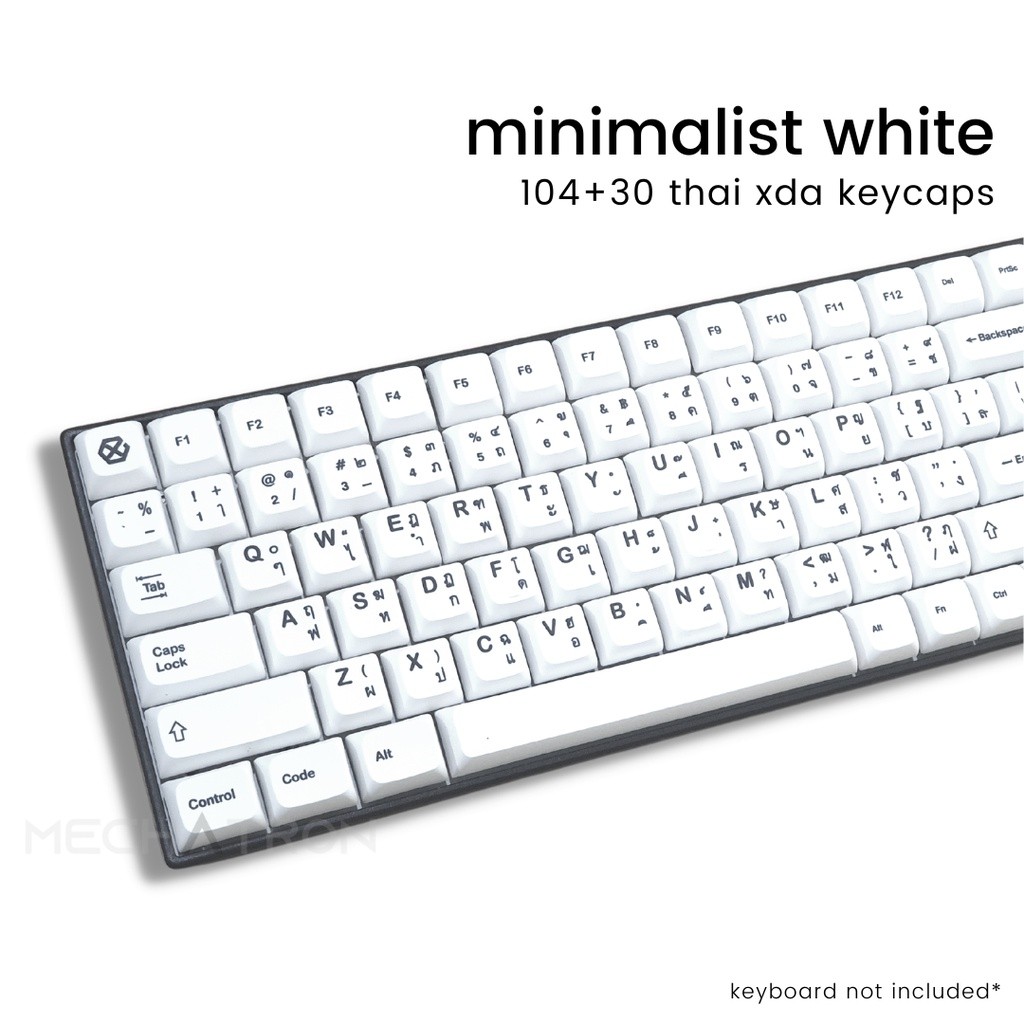 [Thai Keycaps] Minimalist White XDA Thai Keycap Set ปุ่มคีย์แคปภาษาไทย PBT Dye-subbed 104+30 คีย์