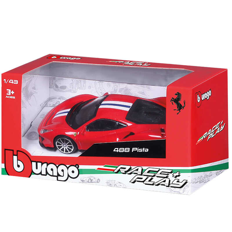 Δ Bburago 1:24 488 Pista กีฬาจำลองล้อแม็กรถยนต์รุ่นสำเร็จรูป