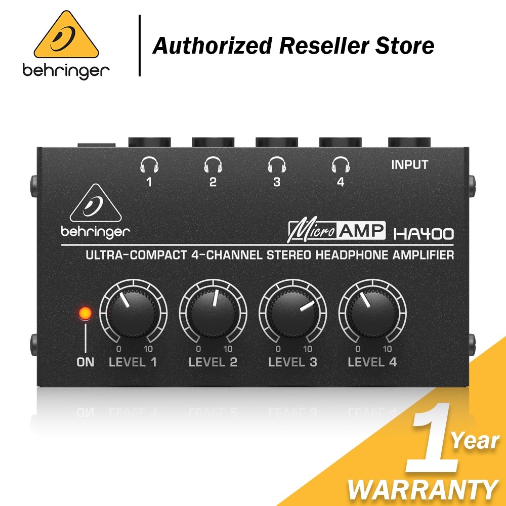 ในสต็อก Behringer MicroAMP HA400 เครื่องขยายเสียงหูฟัง 4 ช่อง (HA-400 / HA 400)