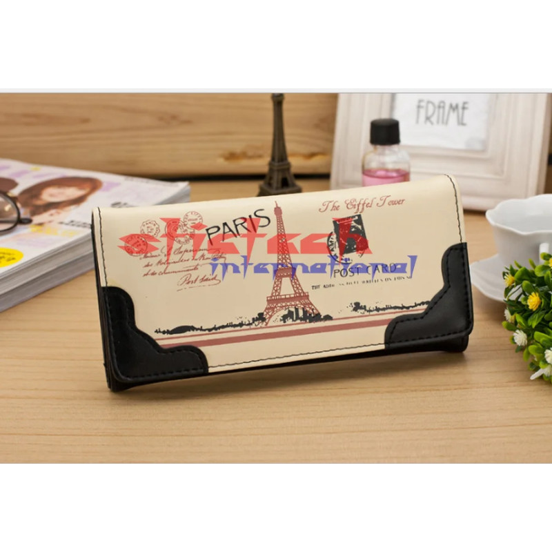 By Dhl หรือ Ems 50 ชิ้น Hot Pu กล่อง Eiffel Tower กระเป๋าสตางค์ผู้หญิงคุณภาพสูง Hasp สุภาพสตรีคลัทช