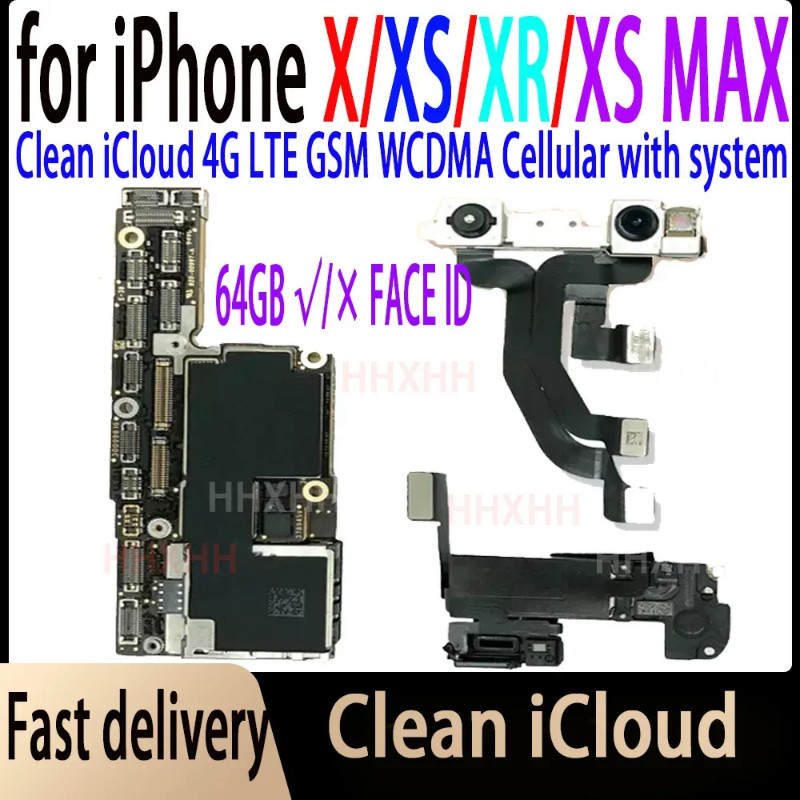 ในสต็อกสําหรับiphone Xr Mother Board 64GB 128GBเมนบอร์ดสําหรับiPhone Xs/Xs Maxเมนบอร์ดFace ID IOSระบ