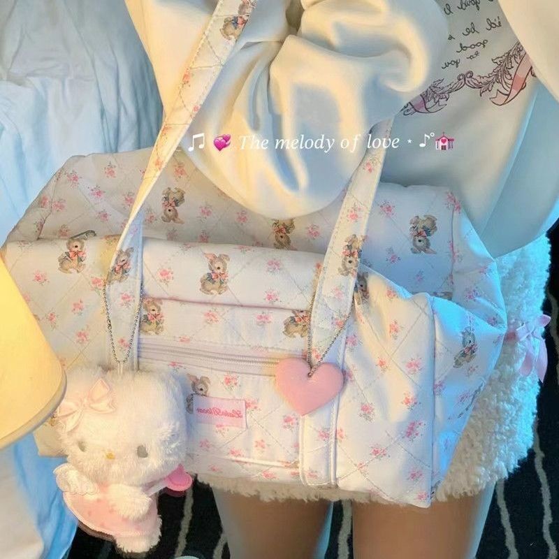 [ป่าสีเขียว]ซอก กระเป๋าเดินทางขนาดใหญ่-ความจุระยะสั้น สาวสไตล์ใหม่พร็อพนักเรียนชั้นดอกไม้ถุงสิริถุงเก็บ
