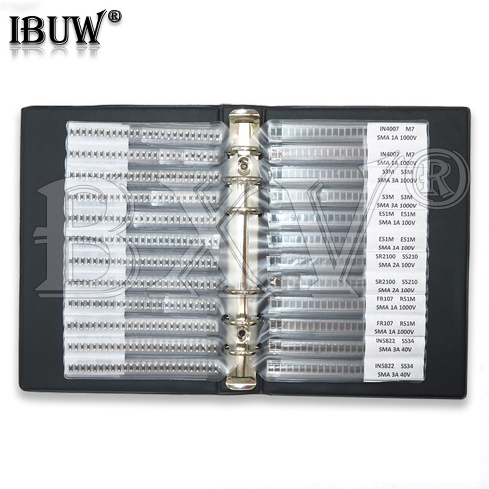 33 ค่า 825PCS 1650PCS SMA Rectifier Diode ตัวอย่างหนังสือ SF18 1N5824 1N4007 SS220 RS1G SS24 RS1M ES