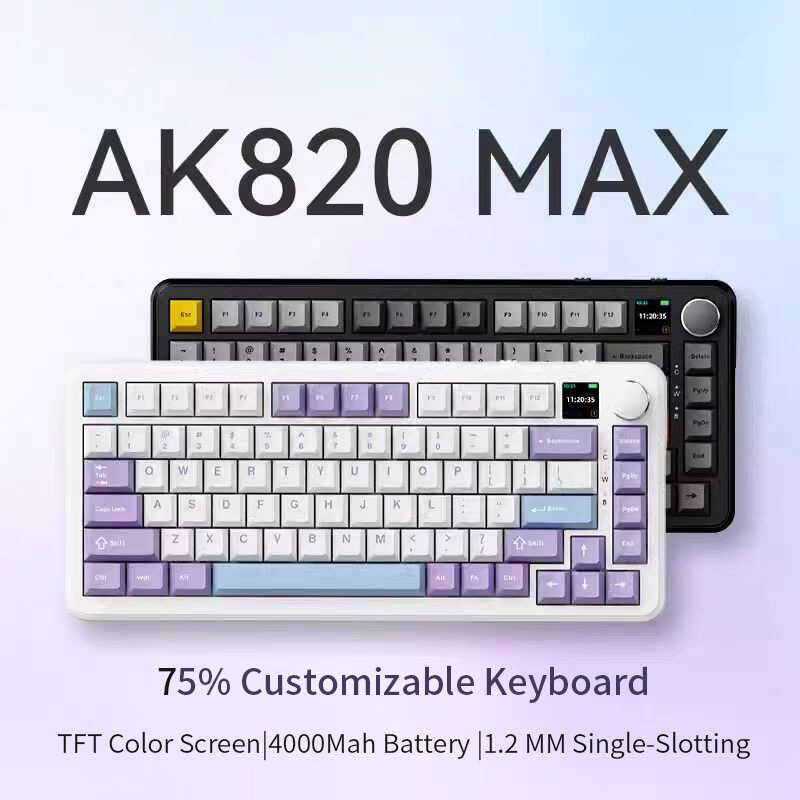 AK820 9 AZZ MAX คีย์บอร์ดเชิงกล E-Sport แบบมีสาย 3 โหมด TFT หน้าจ