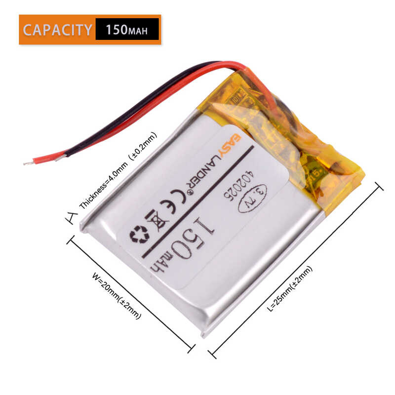 Δ 3.7V 302025 140Mah 402025 150Mah 502025 180Mah 602025 250Mah 702025 300Mah แบตเตอรี่