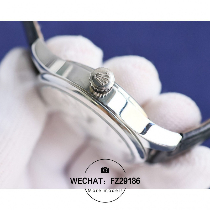 Rolex Datejust rz61 40mm สีเงินนาฬิกาข้อมือผู้ชายสายหนังหรูหราประณีตทนทานและสะดวกสบายนาฬิกาข้อมือผู