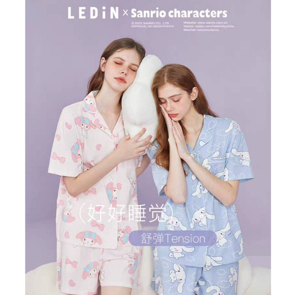 [️Pre-order ส่งใบสั่งซื้อก่อน EMS ตาม]LEDiN x Sanrio Characters ชุดนอนฤดูร้อน กางเกงขาสั้น เสื้อแขน