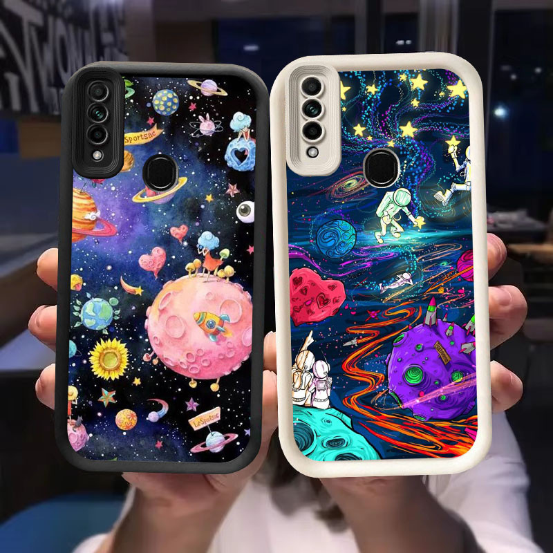 O-69 นักบินอวกาศ Space Casing สําหรับ OPPO Reno F15 A31 A91 3 2020 สีดําและสีขาว